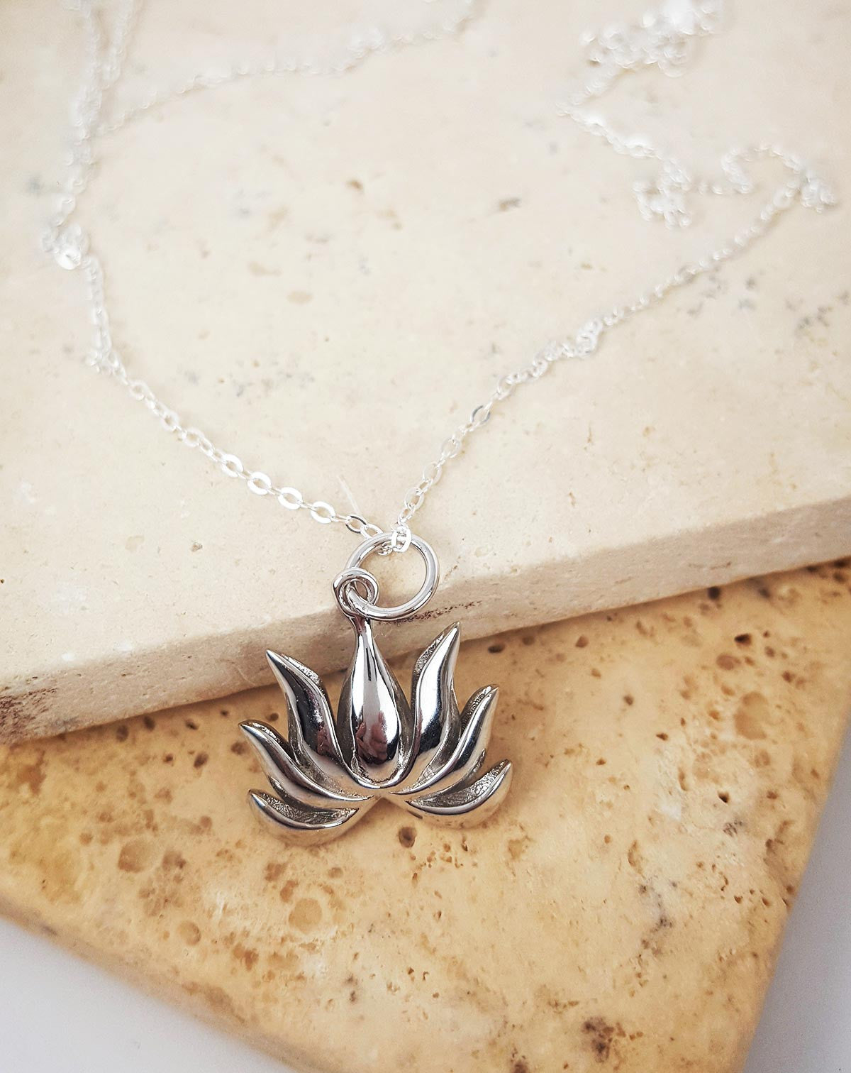 Om Lotus Necklace - Small Lotus Pendant, Silver | Fruugo TR