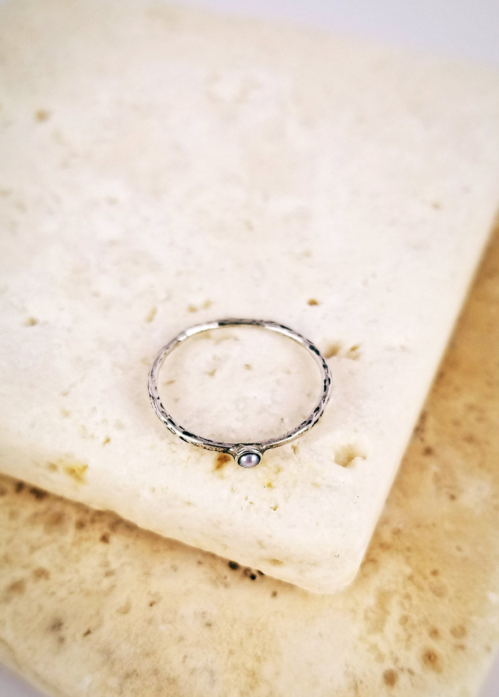 Micro Silver Pearl Ring